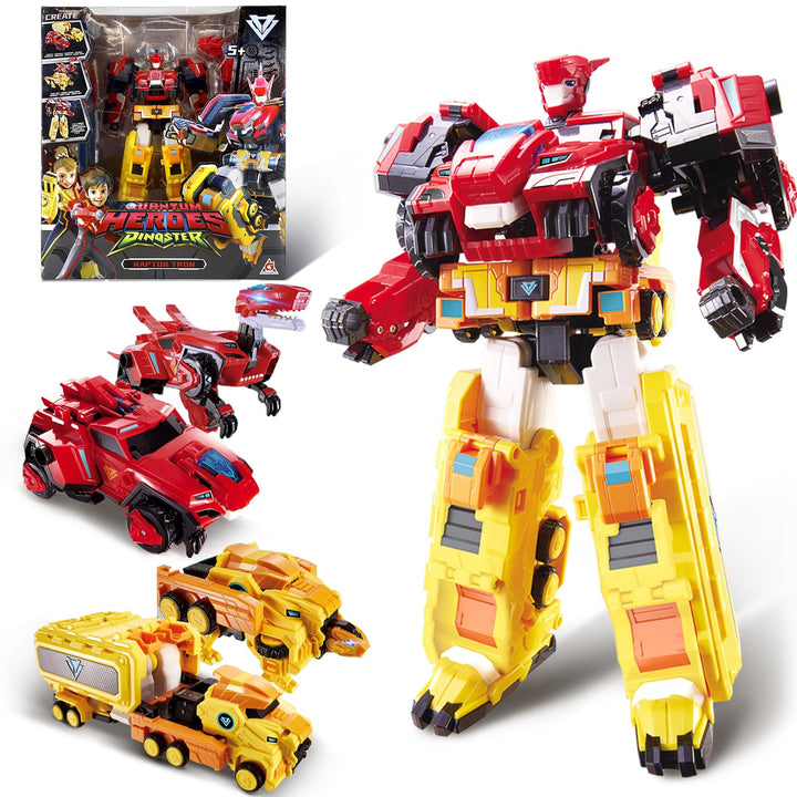Quantum Heroes DINOSTER 2 in 1 Transformable Roboter Raptor Tron 11,02 Zoll | Roboter Spielzeug für