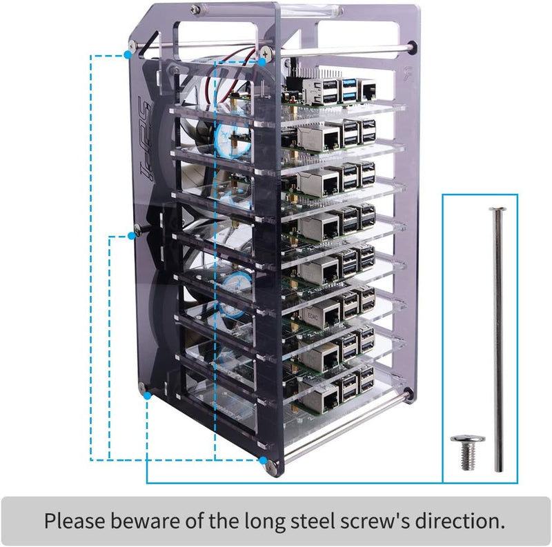 GeeekPi Raspberry Pi Cluster Gehäuse, Raspberry Pi Rack Gehäuse Stapelbares Gehäuse mit Lüfter 120 m