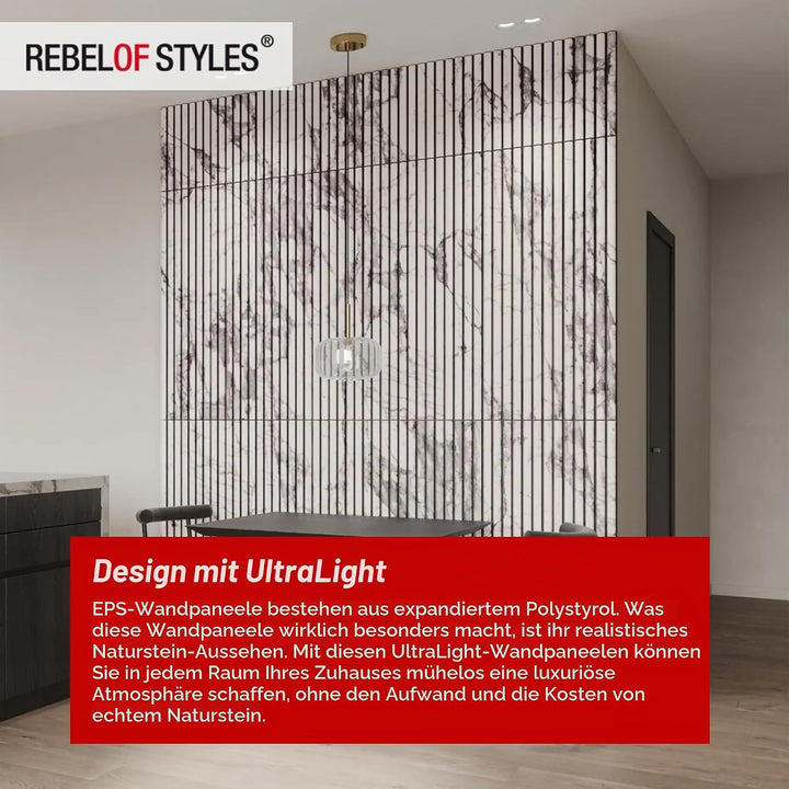 3D Wandpaneele, EPS-Schaumstoff Verblendstein - 3D UltraLight Linari Marble White HD Printed, 3d Ult