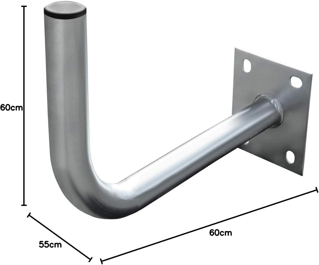 60 cm HD Sat Anlage Quad LNB Digital + Wandhalter 45 cm + 4X F-Stecker 4 Teilnehmer Antenne Grau UHD