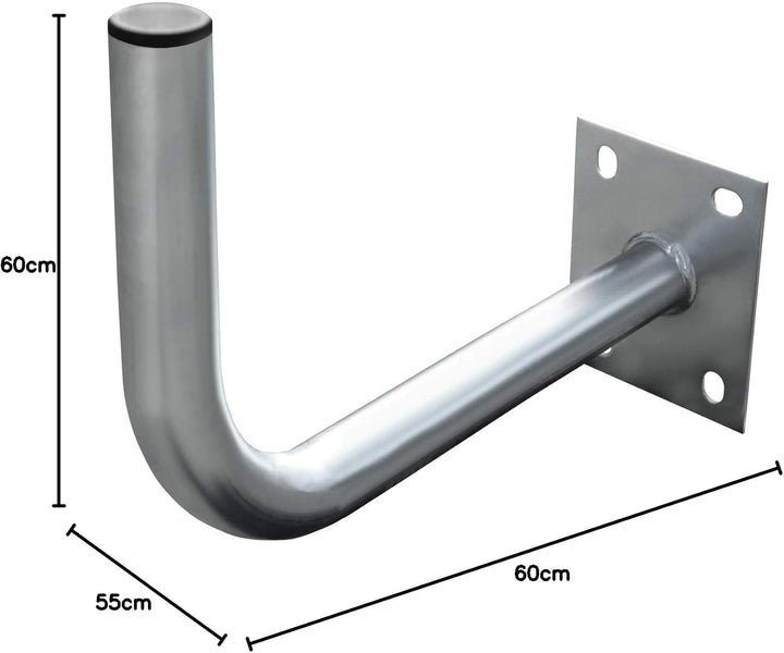 60 cm HD Sat Anlage Quad LNB Digital + Wandhalter 45 cm + 4X F-Stecker 4 Teilnehmer Antenne Grau UHD