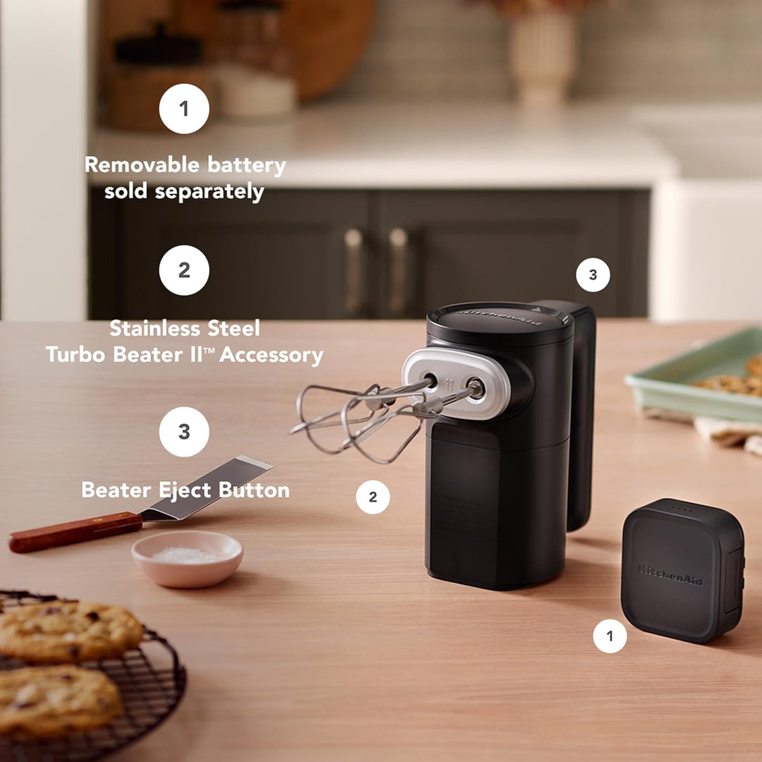 KitchenAid Handmixer kabellos - Go Cordless - Mit 7 geschwindigkeiten und soft start - 2 Edelstahl t