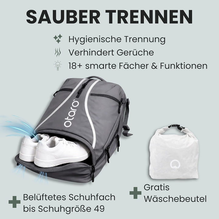 Otaro Tennisrucksack mit Schuhfach (Für 2 Tennisschläger) Inkl. Separierten Schuhfach & Schlägerschu