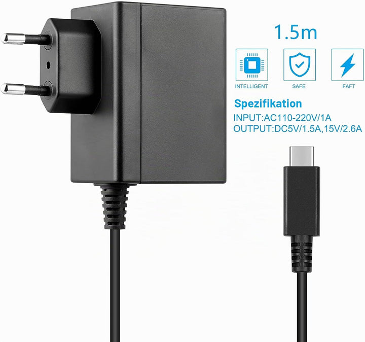 ladekabel für Nintendo Switch, Ladegerät für Nintendo Switch, Unterstützt TV-Modus/Handheld-Modus,15