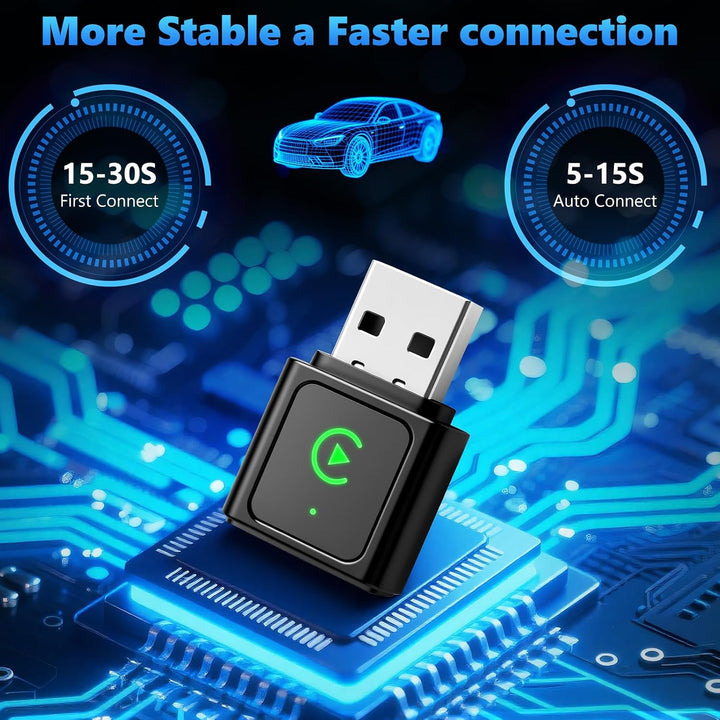2 in 1 Wireless CarPlay Adapter &amp; Android Auto Wireless Adapter, Bluetooth 5.3 &amp; 5.8GHz WiFi, Plug &amp;