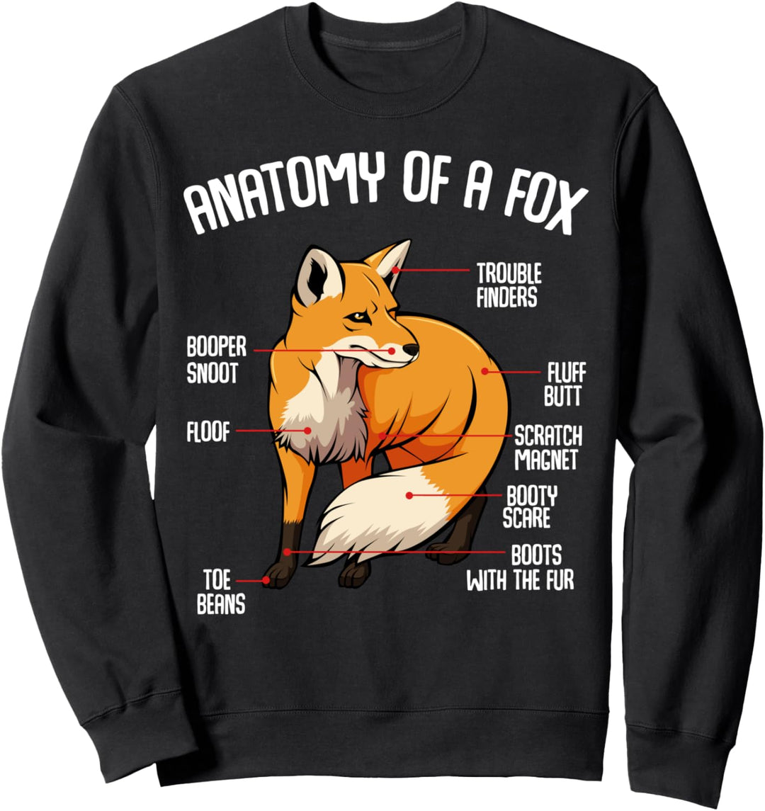 Anatomy Of A Fox Tier Raubtier Grau Rot Polar Fennek Fuchs Sweatshirt