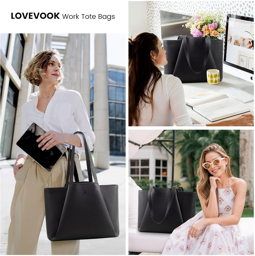 LOVEVOOK Handtasche Damen 15,6 Zoll Laptoptasche, Shopper Tasche Leder Tote Bag Women Aktentasche Le