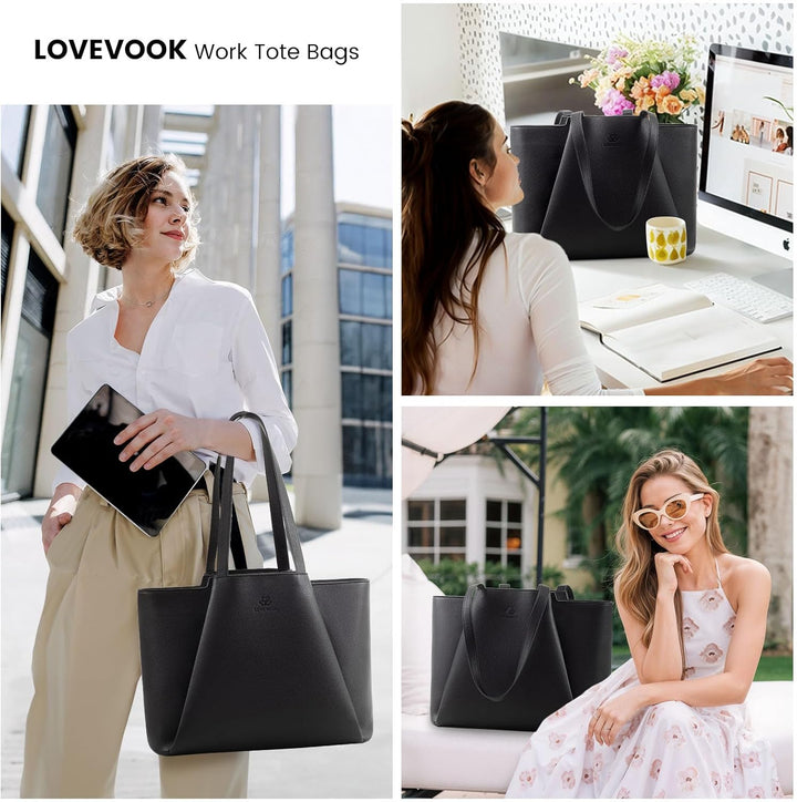 LOVEVOOK Handtasche Damen 15,6 Zoll Laptoptasche, Shopper Tasche Leder Tote Bag Women Aktentasche Le