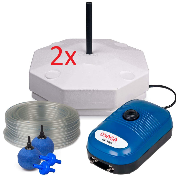Teich Eisfreihalter Set XL inkl. regelbarer Luftpumpe OSAGA MK-9502 und Zubehör, für einen eisfreien