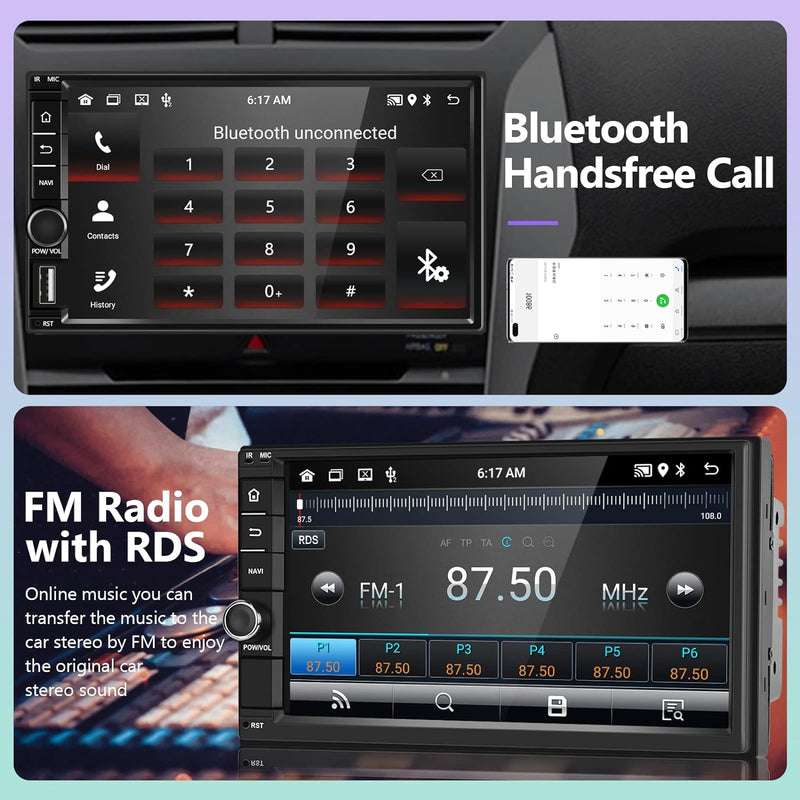 2GB+32GB Android 11 Autoradio Doppel Din 7 Zoll Touchscreen Bildschirm GPS-Navigation, WiFi, Bluetoo