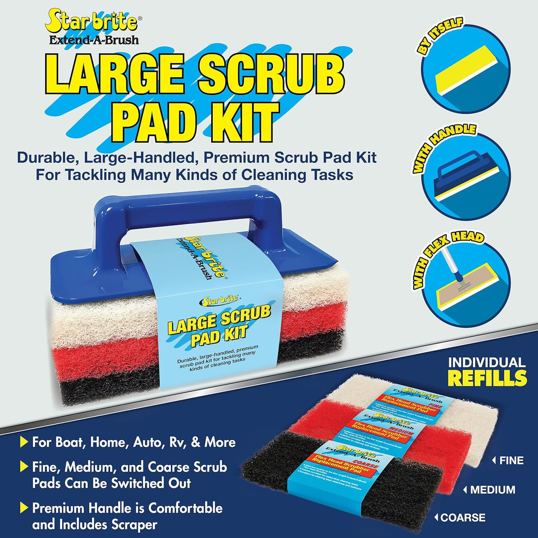 STAR BRITE Grosses Scrub Pad Kit - Griff mit 3 Unterschiedlich Strukturierten Pads