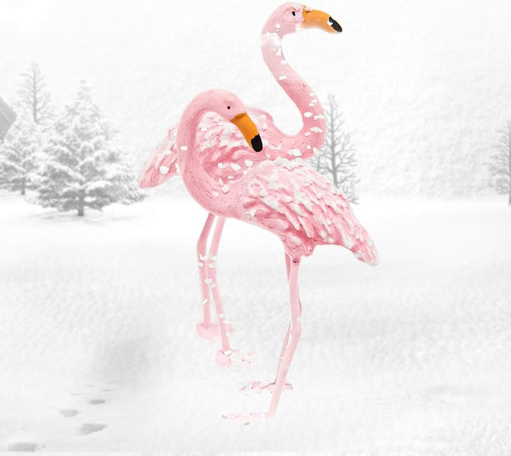 Mingfuxin Flamingo Schneekugel Kristallkugel mit weissem Sockel, weisse Flocken, Glas-Schneekugel Fl
