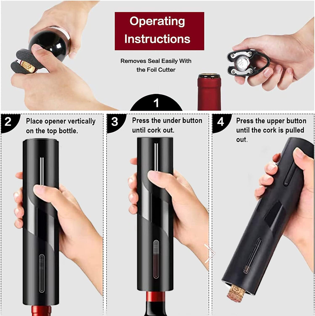 Elektrischer Korkenzieher, 6-in-1 Elektrischer Weinöffner Set, Automatische Flaschenöffner Wein mit