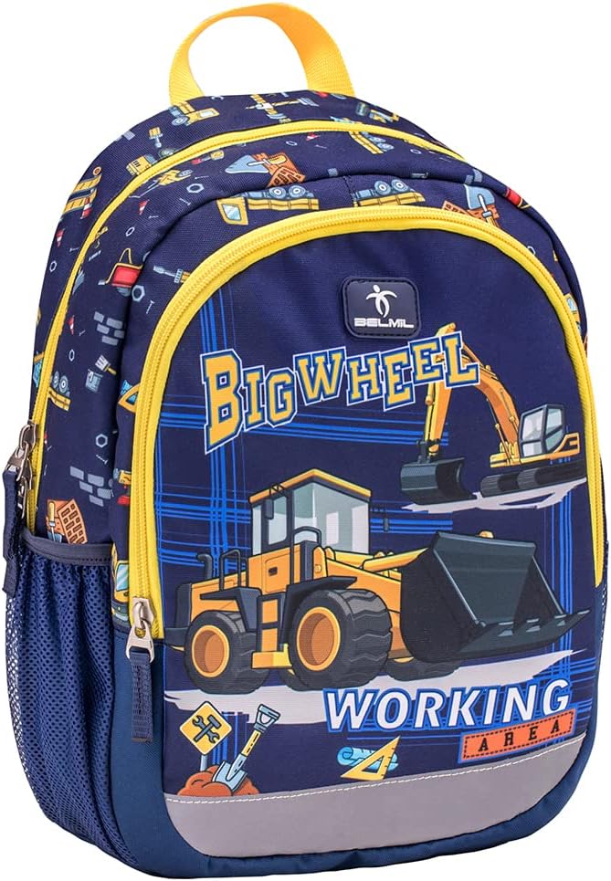 Belmil Kindergartenrucksack mit Brustgurt und Namensschild für 3-6 Jährige/Jungen / 12 L/Krippenruck