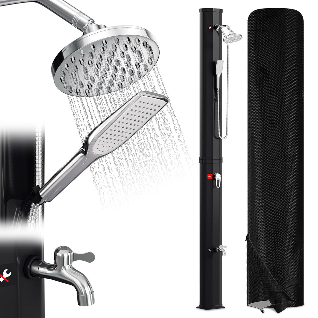Herrselsam Solardusche 40L Solar Gartendusche Inkl. Schutzhaube | warmes Wasser max. 60°C ohne Strom