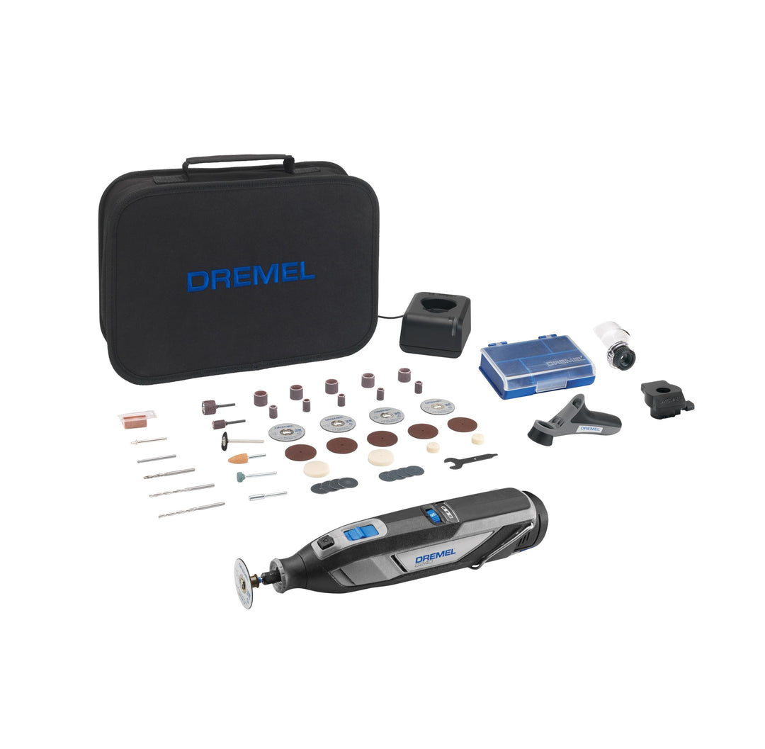 Dremel 8240 Akku-Rotationswerkzeug, 12V 3Ah Lithium-Ionen-Akku, Multifunktionswerkzeug Set mit 3 Auf