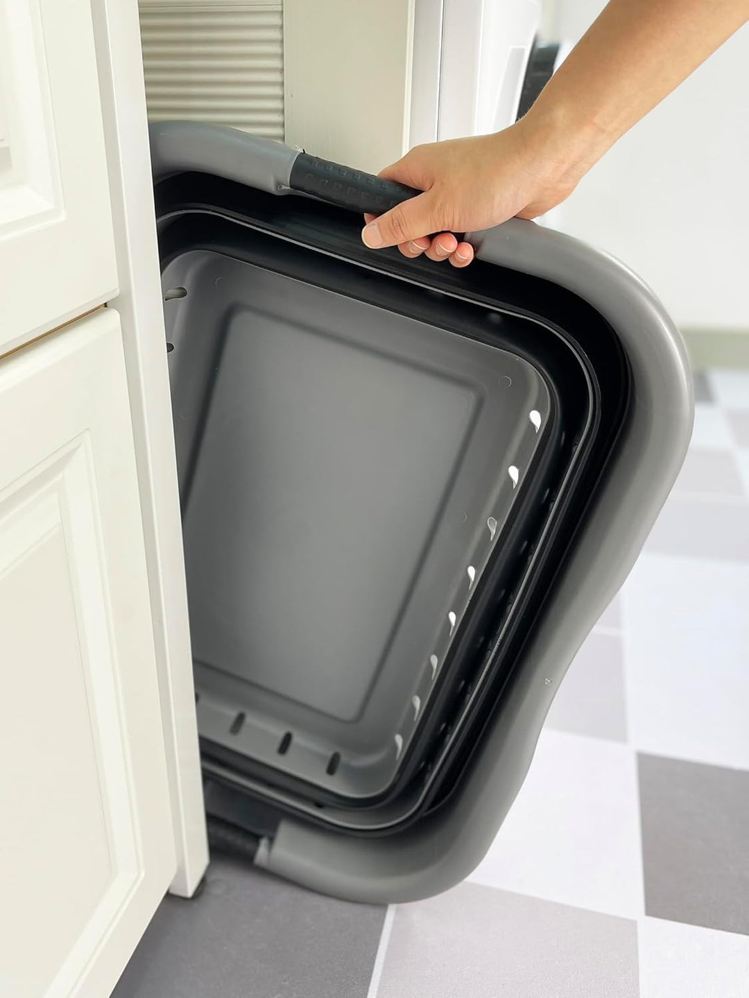 SAMMART 41L Collapsible 3 Handled Plastic Laundry Basket - Foldable Pop Up Storage Basket/Organizer