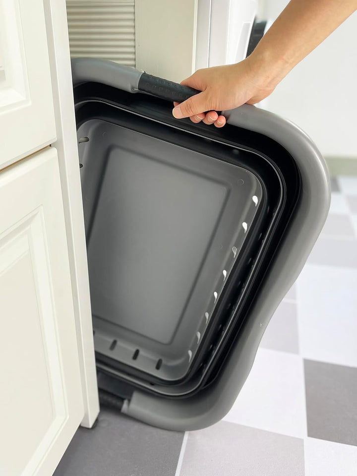 SAMMART 41L Collapsible 3 Handled Plastic Laundry Basket - Foldable Pop Up Storage Basket/Organizer