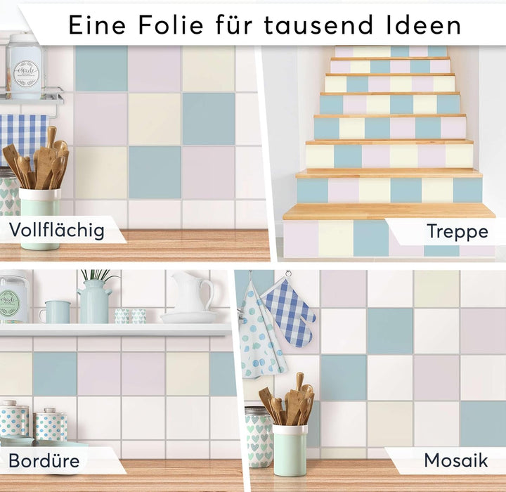 Sticker-Fliesen - Selbstklebende Fliesenfolie I Deko Badezimmer - Dekorfolie zur Badgestaltung und K
