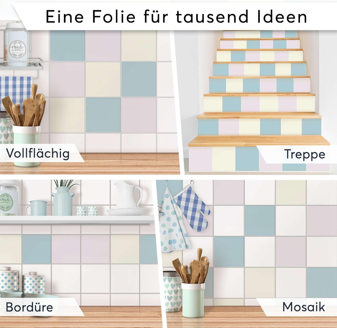 Sticker-Fliesen - Selbstklebende Fliesenfolie I Deko Badezimmer - Dekorfolie zur Badgestaltung und K