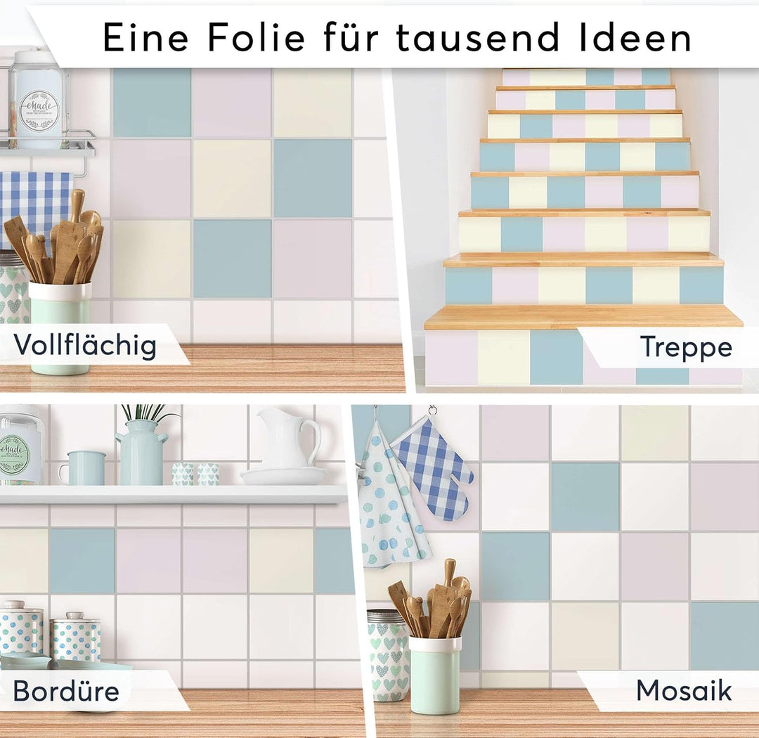 30 Stück Klebefliesen Folie 20x20 cm für Bad und Küche - Fliesenfolie, Fliesenfaufkleber - Sticker F