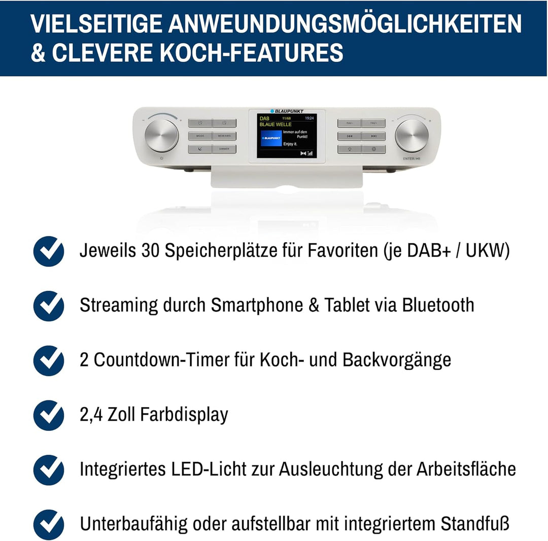 Blaupunkt KRD 100 Küchenradio mit DAB+, Senderspeicher &amp; UKW PLL, Unterbau Radio inkl. Montagemateri