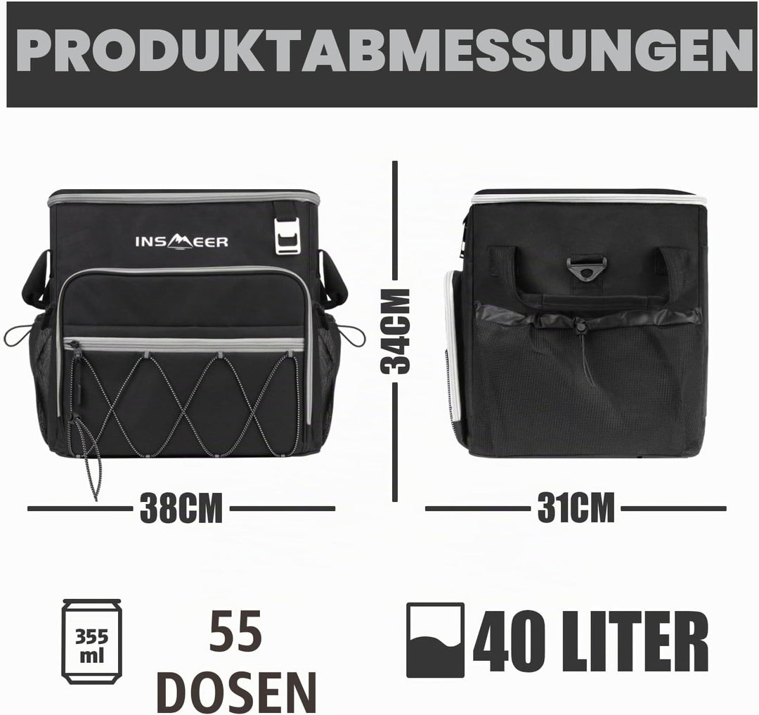INSMEER Kühltasche Gross mit Rollen, 40L / 60 Can Kühltasche Faltbre, Wasserdicht Einkaufswagen Stra