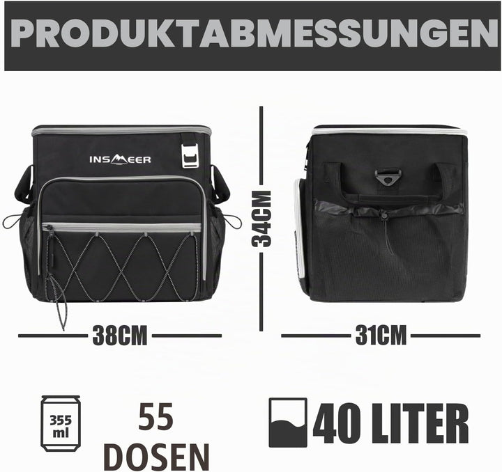 INSMEER Kühltasche Gross mit Rollen, 40L / 60 Can Kühltasche Faltbre, Wasserdicht Einkaufswagen Stra