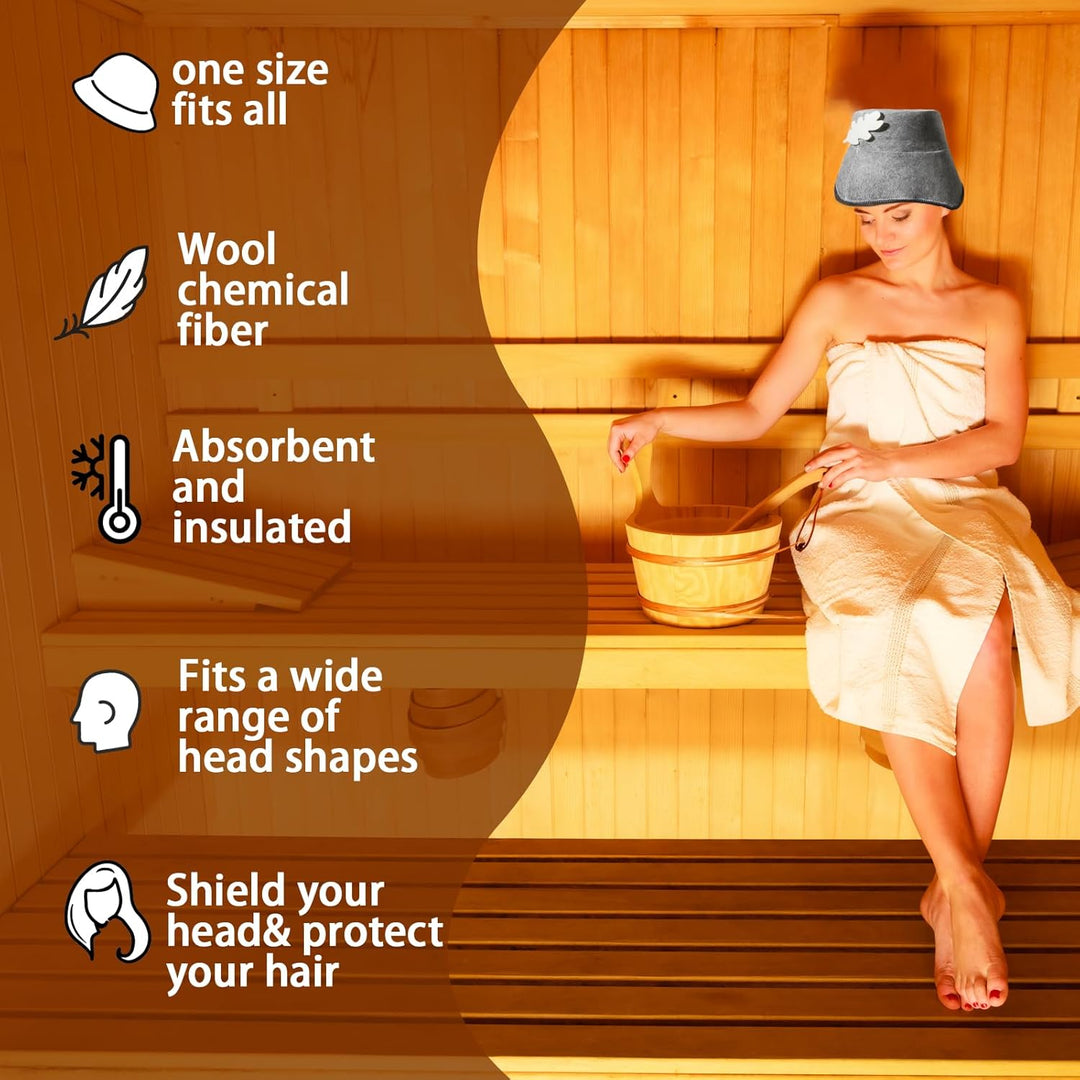 KHDULQ Saunahut,2 Filzhut für Damen und Herren Inkl Saunamütze aus Sauna Mütze Filzkappe Mütze Filzh