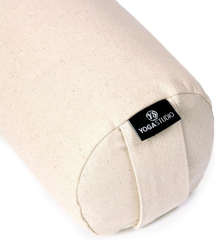 Yoga Studio Bio-Buchweizen-Mini-Nackenrolle, perfekt für Yoga und Rückendehnung, 32 x 12 cm Ecru, Ec