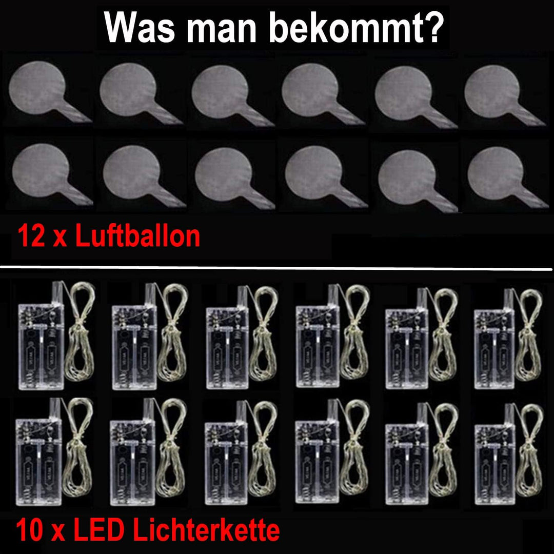 10 Pack Leuchtende Luftballons, Bobo Helium Ballons LED Ballons, Klare Luftballon mit Lichterketten
