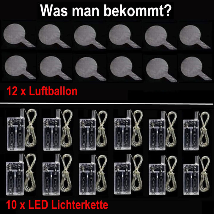 10 Pack Leuchtende Luftballons, Bobo Helium Ballons LED Ballons, Klare Luftballon mit Lichterketten