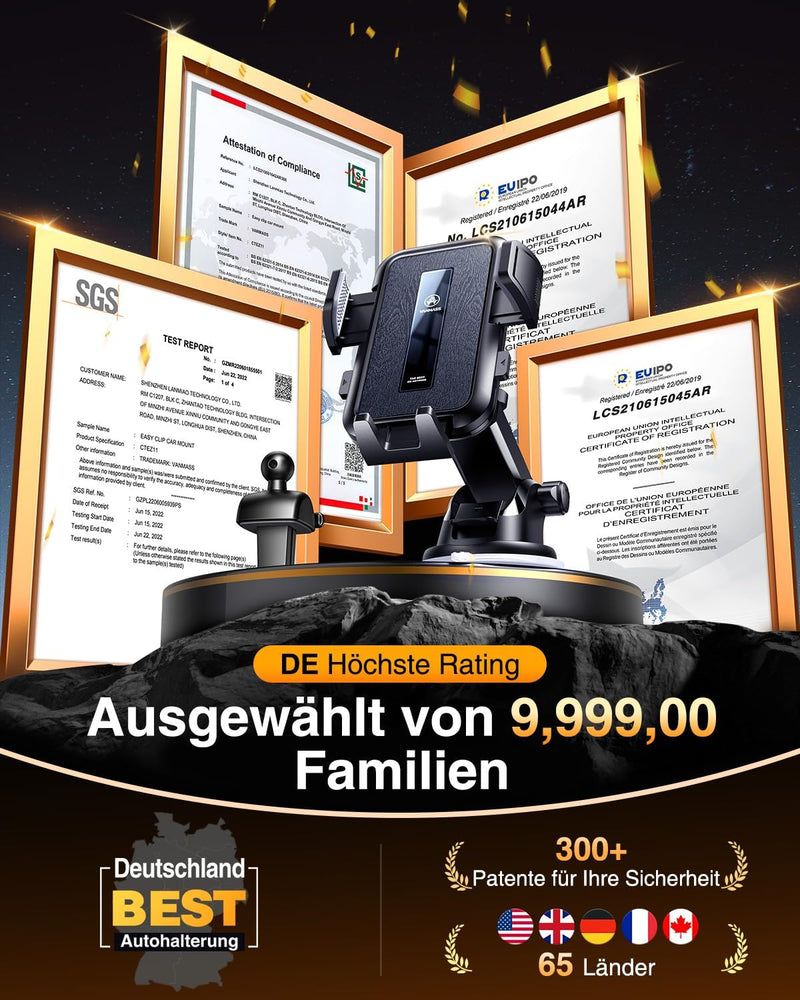 VANMASS Handyhalterung Auto [2022 Upgrade Saugkraft] Handy Halterung Auto Lüftung & Saugnapf Univers