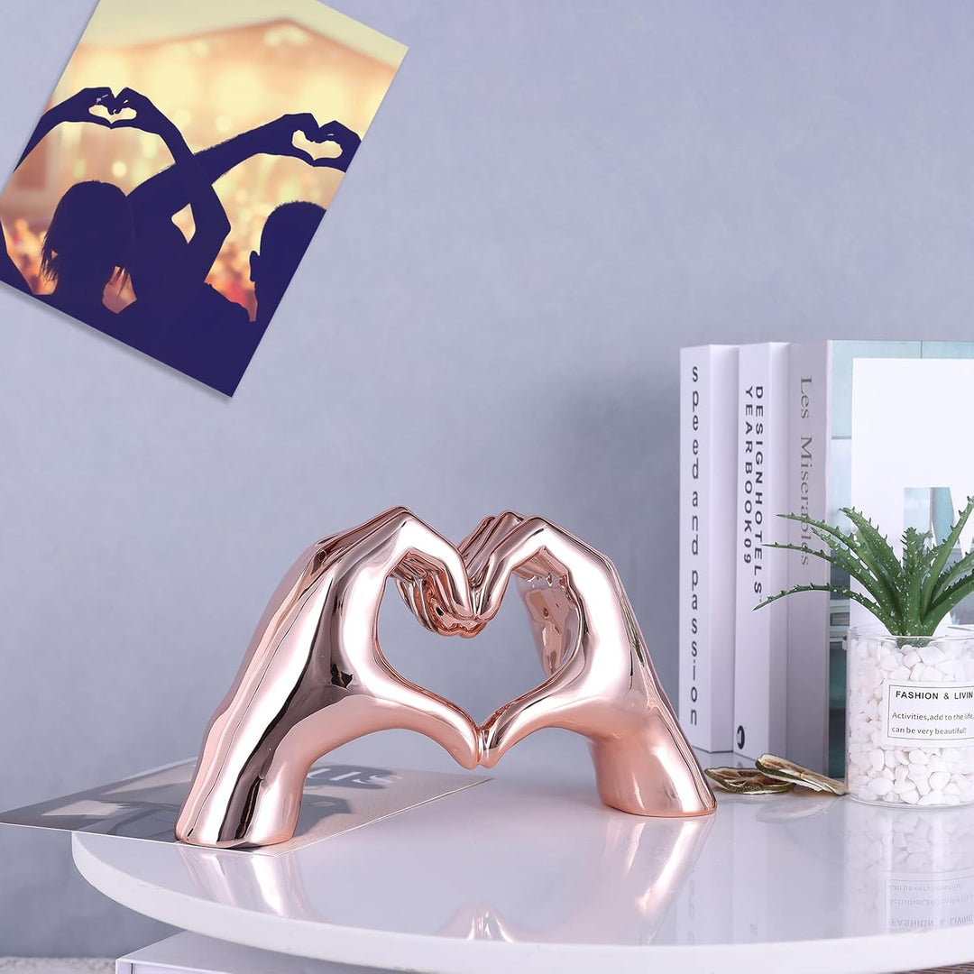 WUBIANJIE Rosa Herzhände Skulptur Boho Wohnzimmer Dekor Ästhetische Regaldekoration Ideal für Coucht