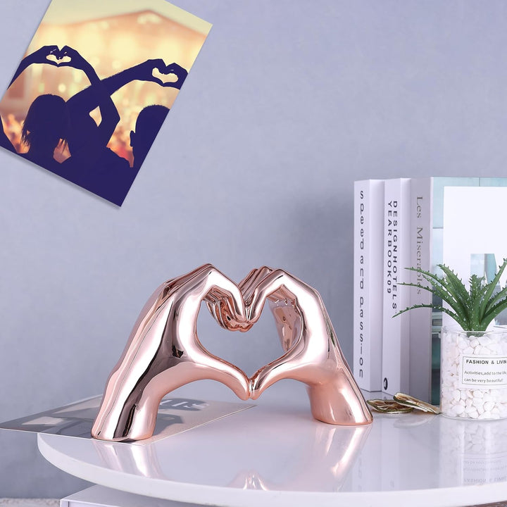 WUBIANJIE Rosa Herzhände Skulptur Boho Wohnzimmer Dekor Ästhetische Regaldekoration Ideal für Coucht