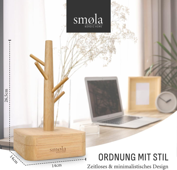 Schmuckbaum aus Holz - 4 Ebenen mit Aufbewahrungsbox - Schmuck Organizer, Schmuckständer für Ketten,