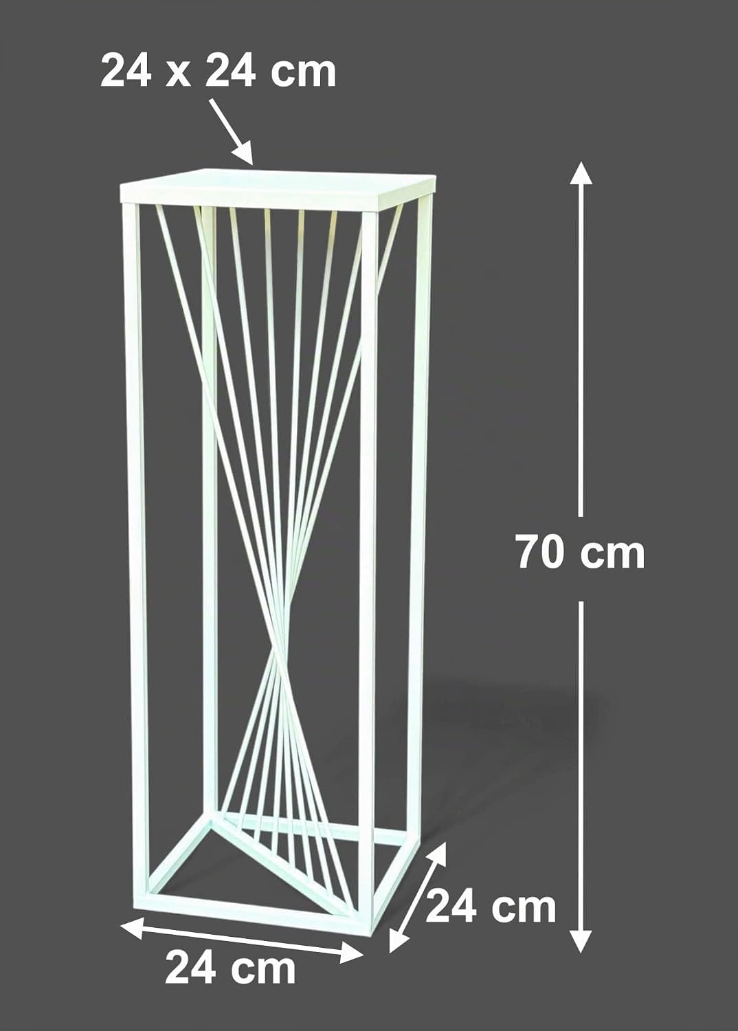 DanDiBo Blumenhocker Metall Weiss Eckig 70 cm Blumenständer Beistelltisch 96566 Blumensäule Design M