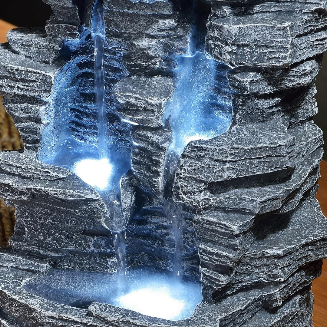 Zen'Light Innenbrunnen Nature Cascade Effect Stone Felslicht Weiss, Geschenkidee, bewegliche Innenau