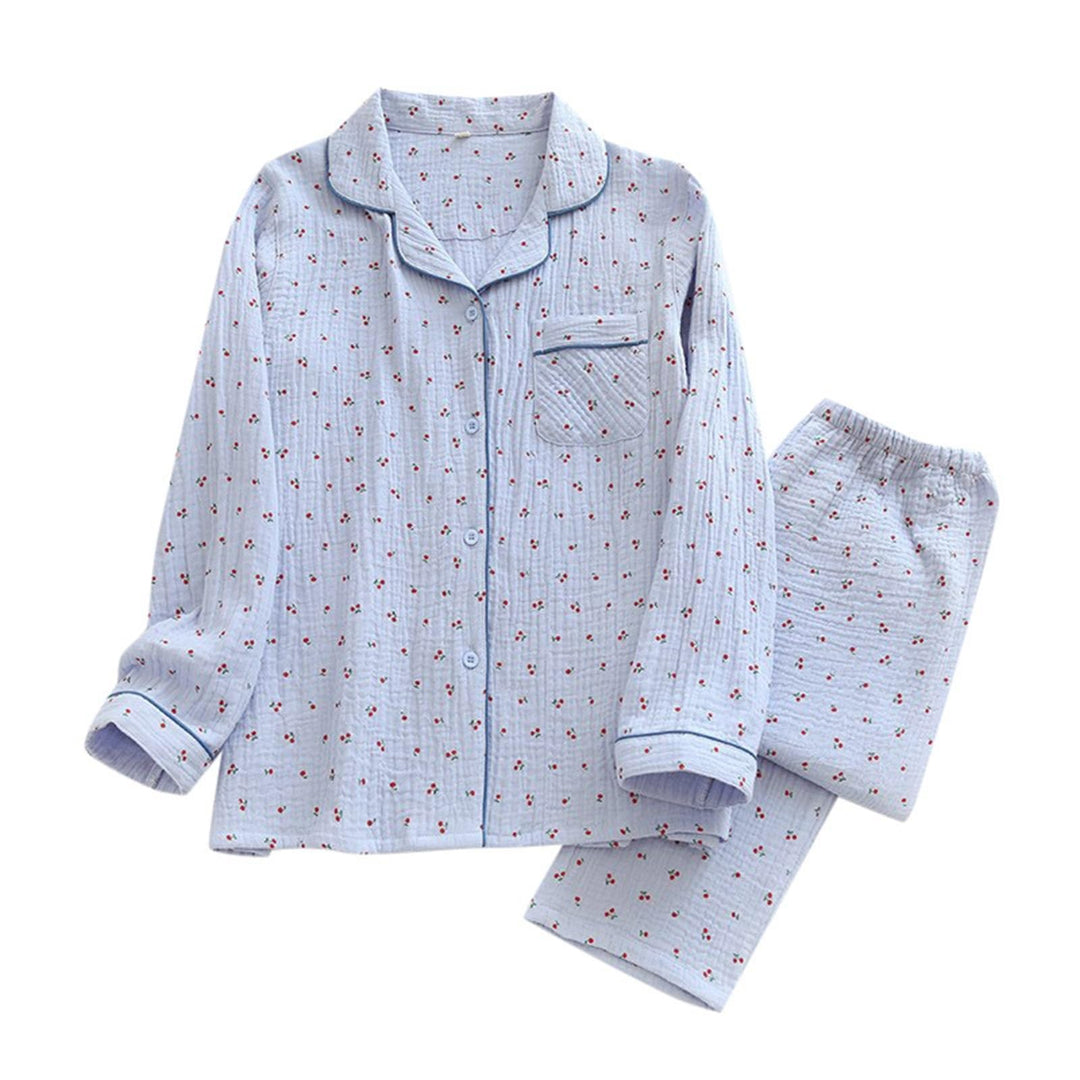 Pyjama Schwarz Damen aus Doppelkrepp mit Revers, Langen Ärmeln und Langen Hosen, Heimkleidungsset Sc