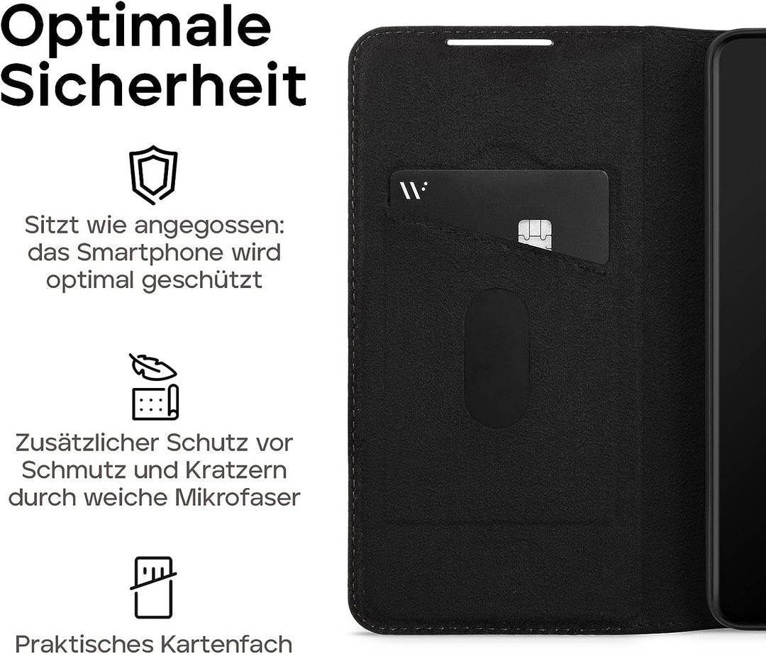 WIIUKA Hülle für Samsung Galaxy A53, Premium Leder, mit Kartenfach, extra Dünn, Handyhülle mit Stand