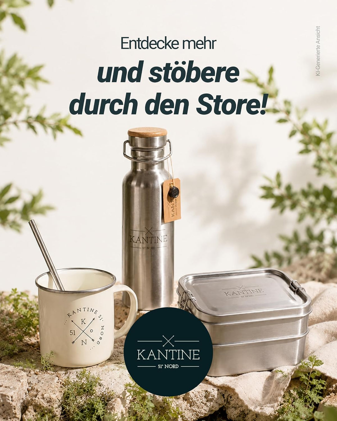Kantine 51° Nord Lunchbox Edelstahl 1200 ml | Auslaufsichere Tiffin Box, für Erwachsene &amp; Kinder, Br