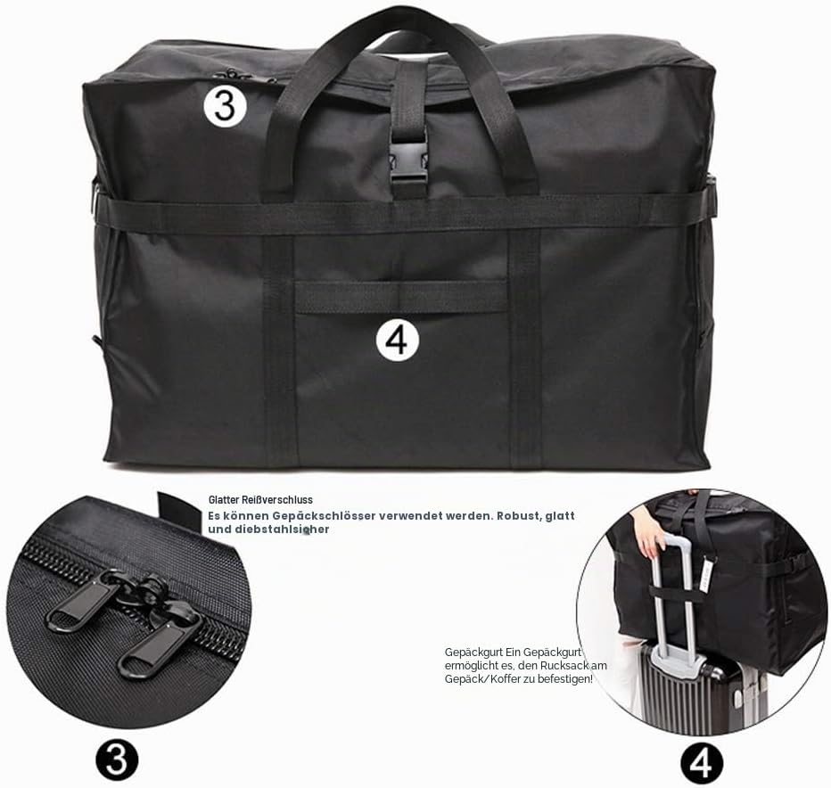 Reisetasche Extra Gross, Faltbare 900d Oxford Heavy-Duty Duffle Bag für Urlaub, Camping, Umzug, Zelt