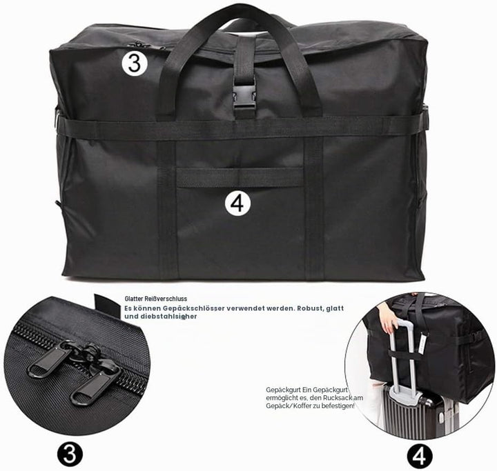 Reisetasche Extra Gross, Faltbare 900d Oxford Heavy-Duty Duffle Bag für Urlaub, Camping, Umzug, Zelt