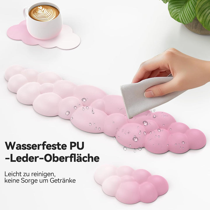 TECKNET 3-In-1 Wolkenförmige Handballenauflage Tastatur, Ergonomische Handauflage mit Memory-Schaum