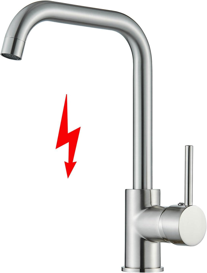 Onyzpily Gebürstetes Nickel Niederdruck Küchenarmatur Wasserhahn Küche Spültischarmatur Armatur Kuec