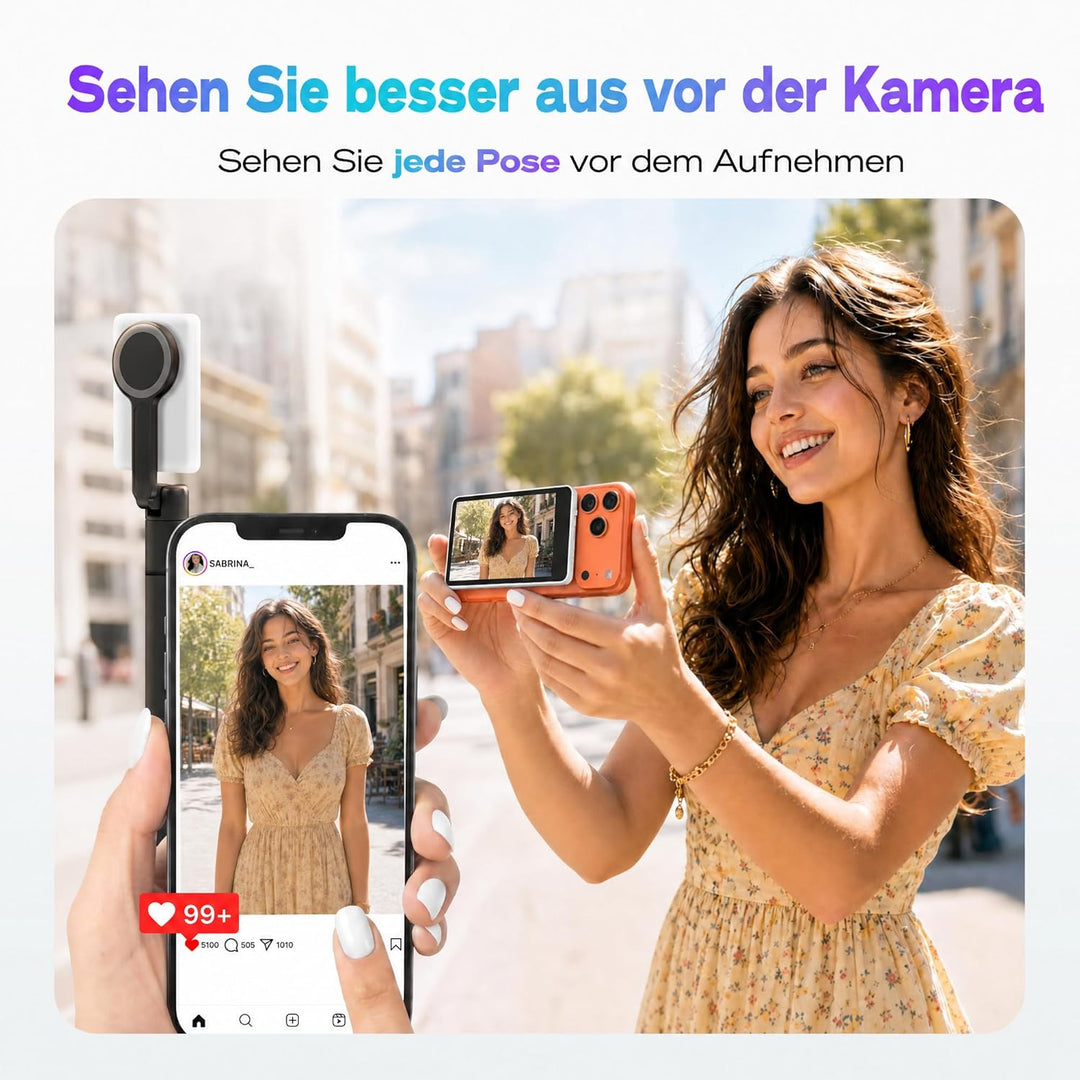 SYNCO XView Handy Selfie Monitor für iPhone 17, 3,97" Magnetischer Smartphone Vlog Bildschirm für An