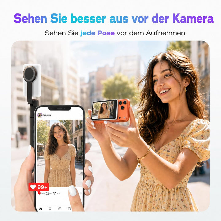 SYNCO XView Handy Selfie Monitor für iPhone 17, 3,97" Magnetischer Smartphone Vlog Bildschirm für An
