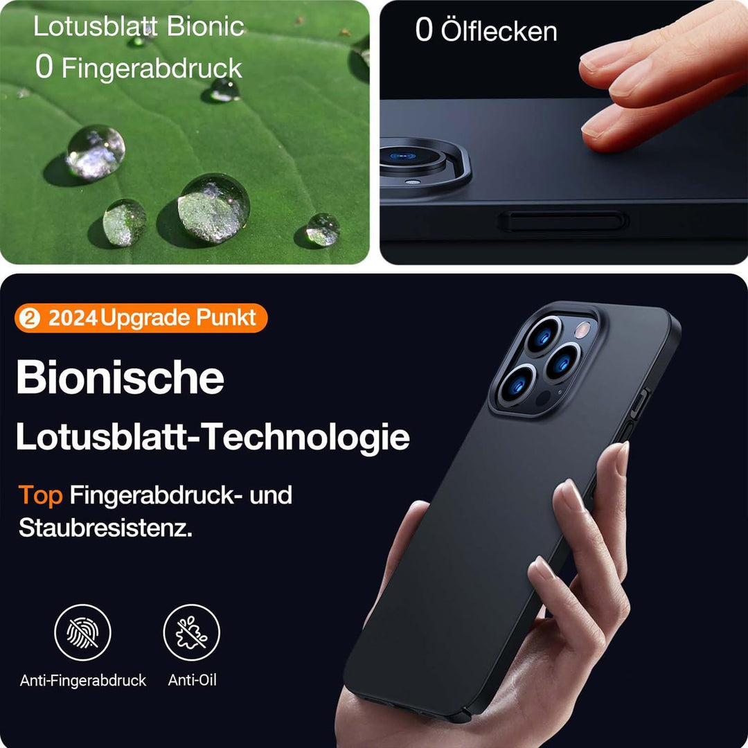TORRAS Ultra Dünn für iPhone 14 Pro Hülle (mit 2 * 9H Schutzglas) Samtiger Griff (Nie Staub anhaften
