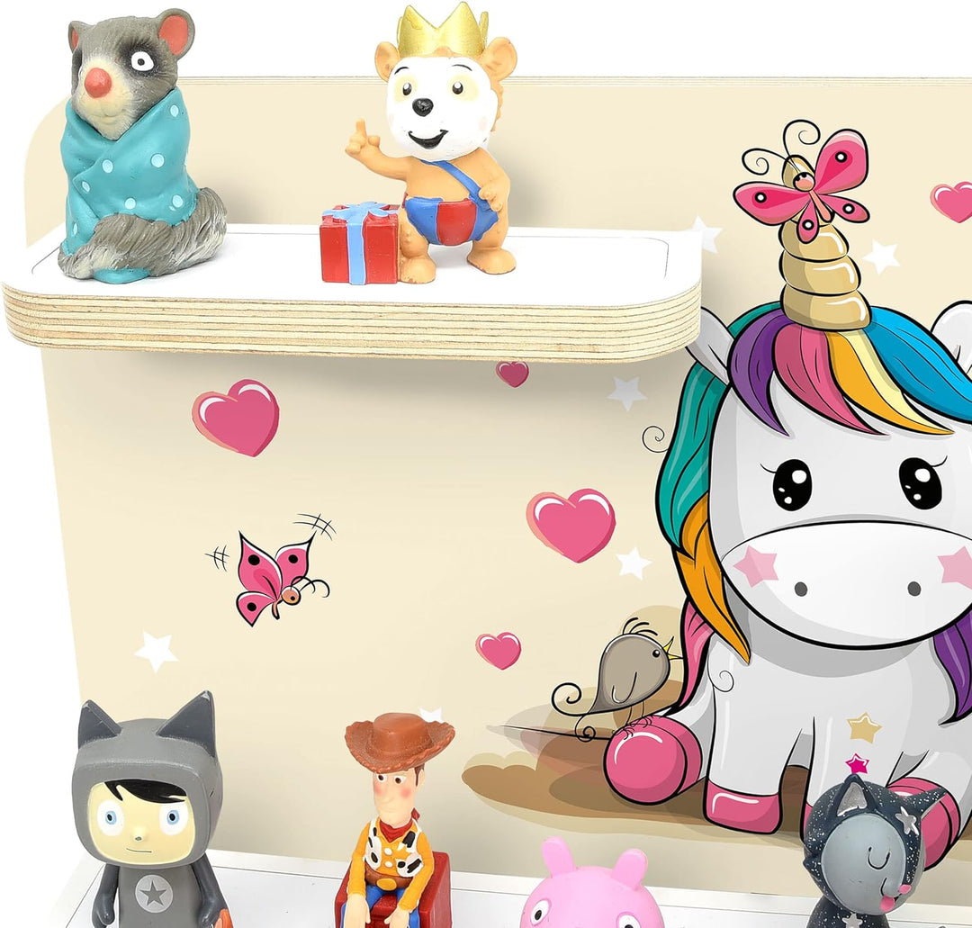 stadtecken® Kinder Regal für Musikbox I Motiv Pony Cool, klein I Geeignet für die Toniebox und ca. 2