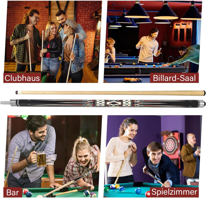 Pool Cue Stick Billard Queue,58“ Pool-Billardqueue BillardStock 12,5 mm Lederspitze Cue Sticks for P